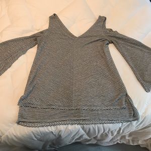 Halston stripped cold shoulder top